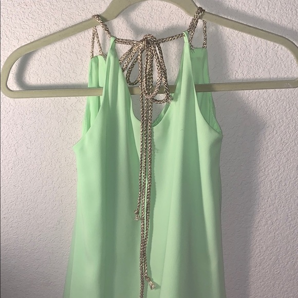 Neon green tamp top with gold ties - Picture 3 of 3